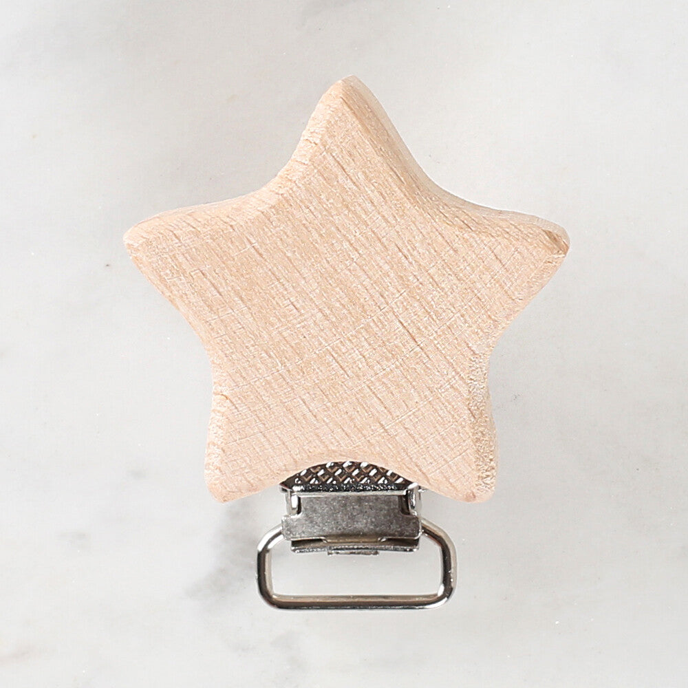 Loren Crafts Yıldız Figürlü Ahşap Emzik Klipsi